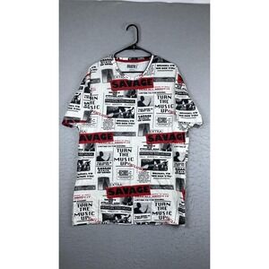 Seven Souls Shirt Mens 4XL White Savage Allover Graphic Tee Hip Hop Streetwear